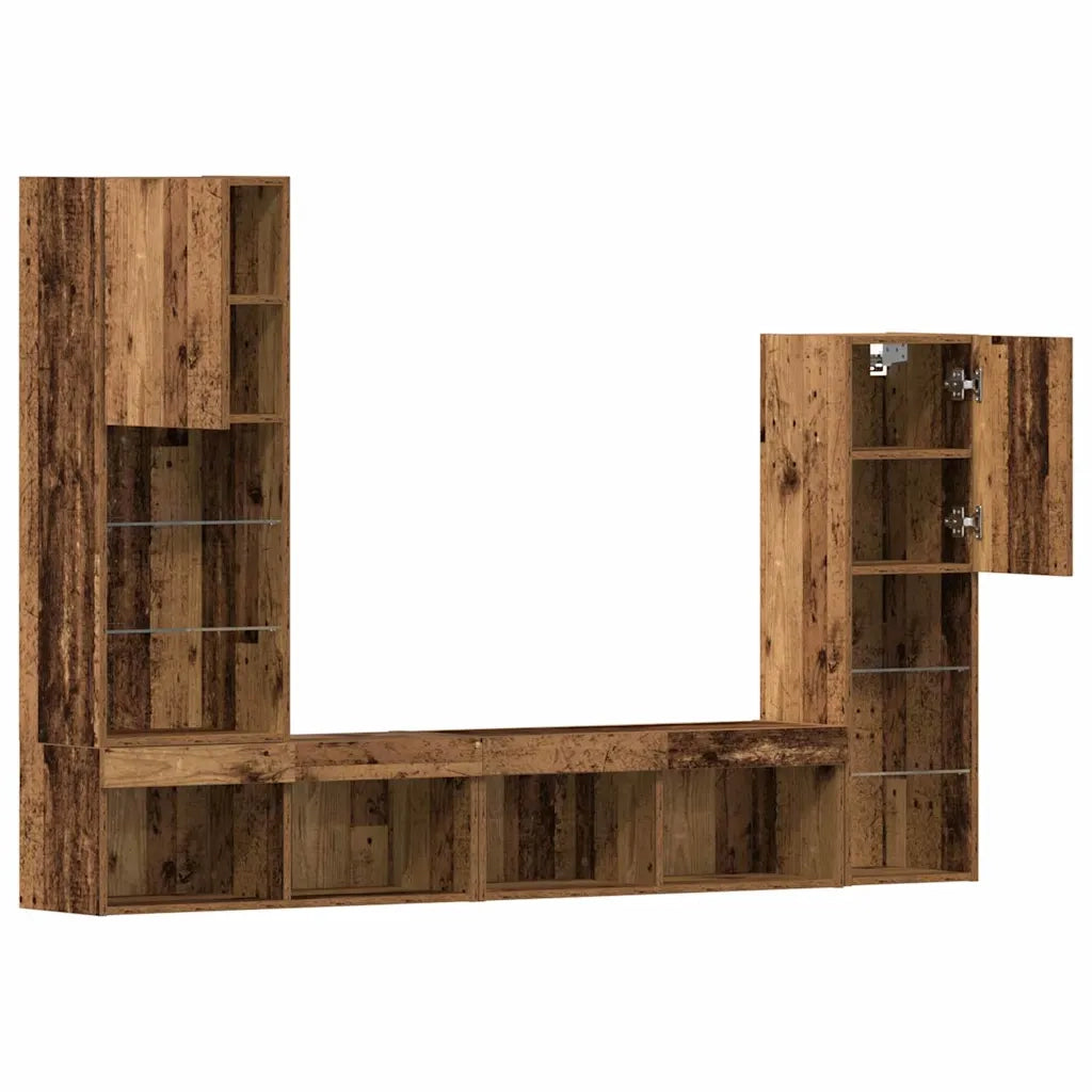 Mobile TV 4 pz-Mobile per TV-Credenza TV Legno vecchio Legno multistrato 904380