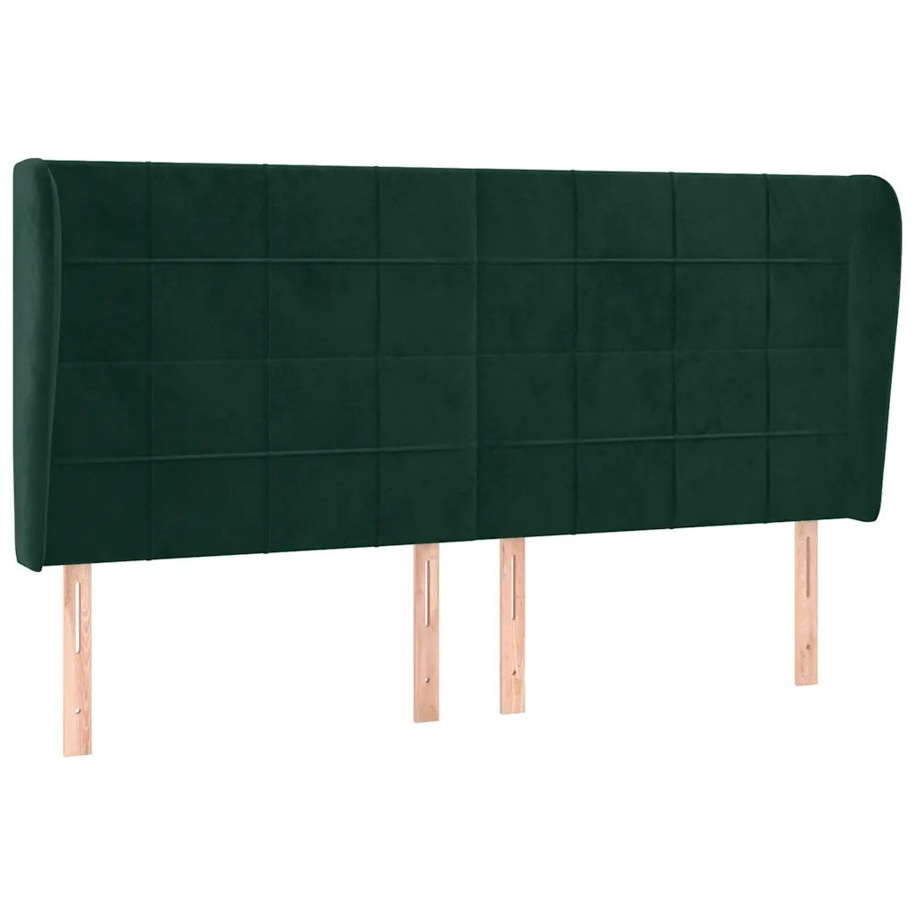 Testiera ad Orecchio Verde Scuro 183x23x118/128cm in Velluto 3118019