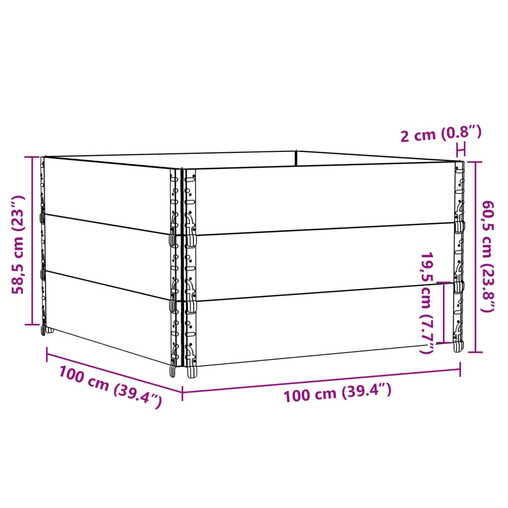 Paretali per Pallet 3 pz Grigi 100x100cm Legno Massello di Pino CFW2684532