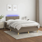 Letto a Molle con Materasso e LED Tortora 120x200cm in Tessuto 3133705