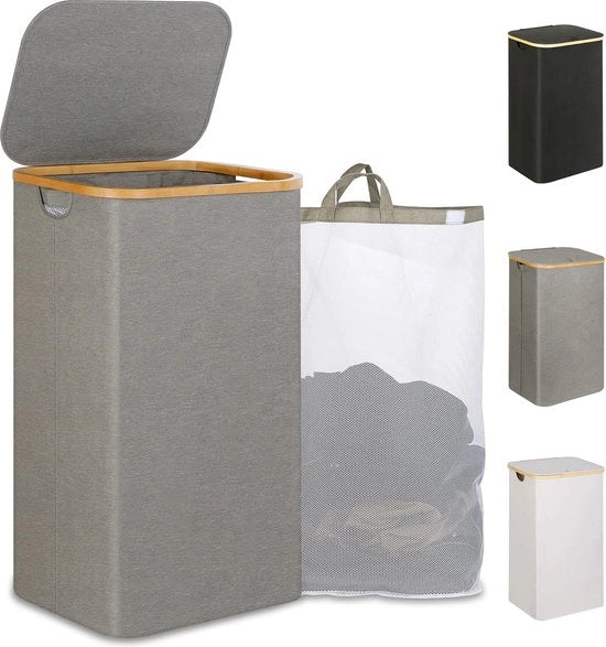 Lavatrice 110 Litri XL con Coperchio e Maniglia, Lavatrice Alta con Cassetto Interno per Camicie Sporche, Giocattoli e Asciugamani (Grigio)