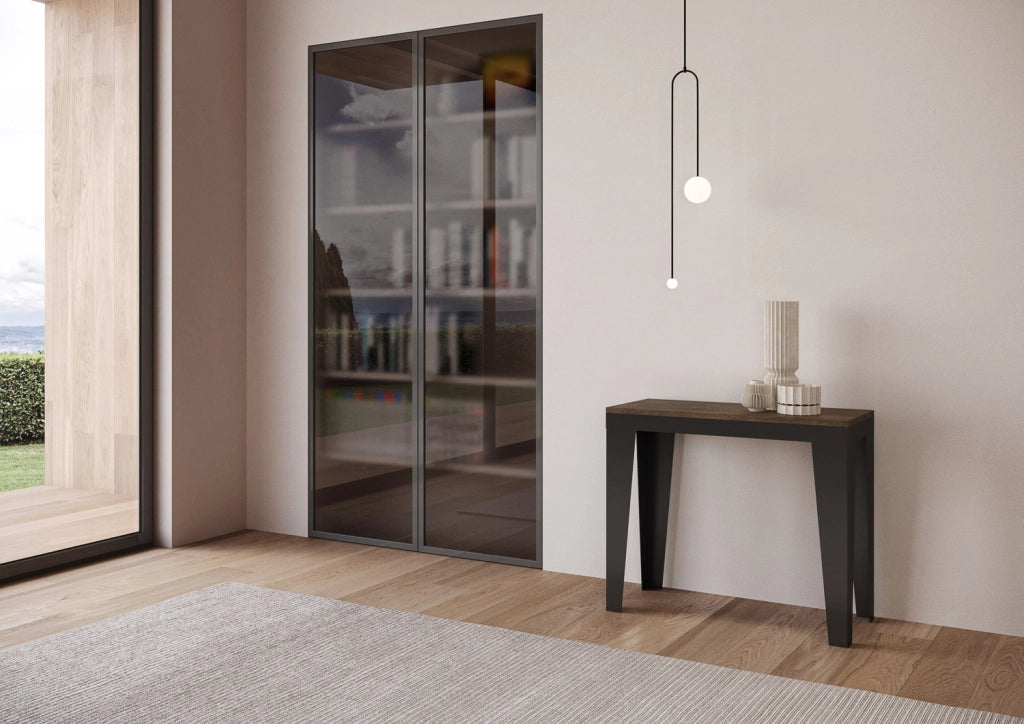 Consolle allungabile 90x40/300 cm Flaris Evolution Noce telaio Antracite