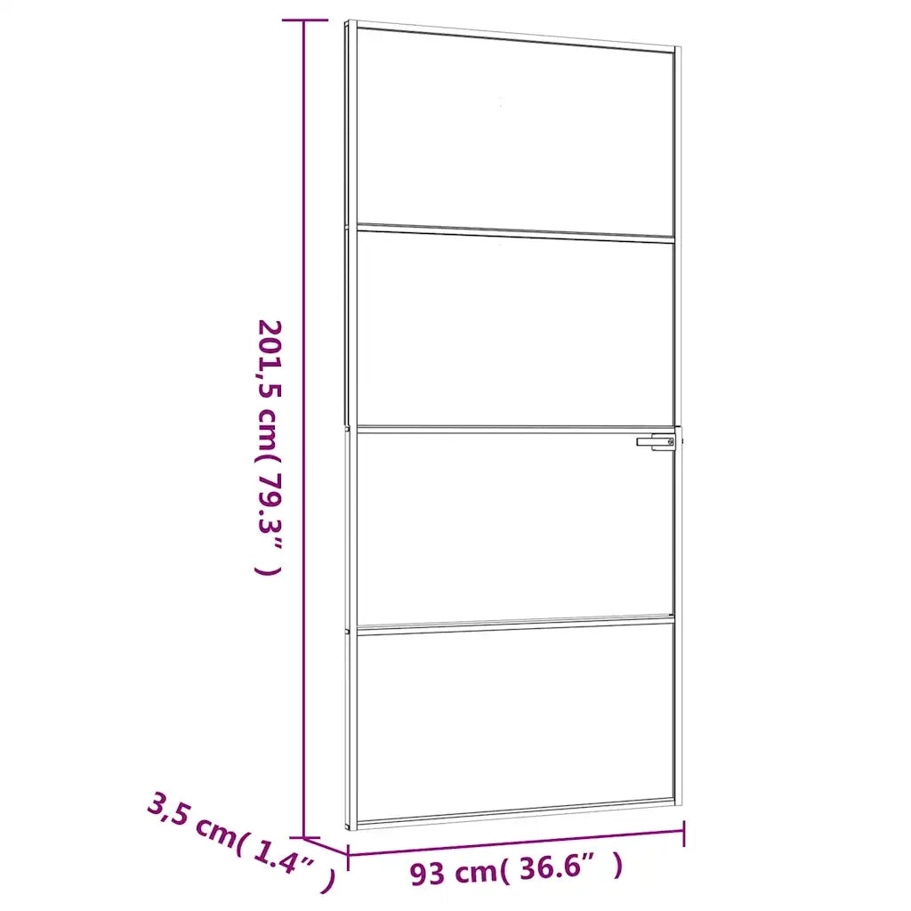 Porta Interna Bianca 93x201,5 cm Vetro Temperato Alluminio Slim 153668