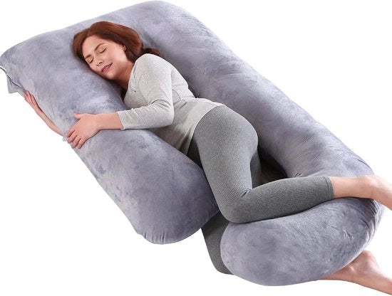 Cuscino per gravidanza - Cuscino XXL per lettino laterale con rivestimento lavabile per donne incinte - dolori lombari - dolori lombari - grigio