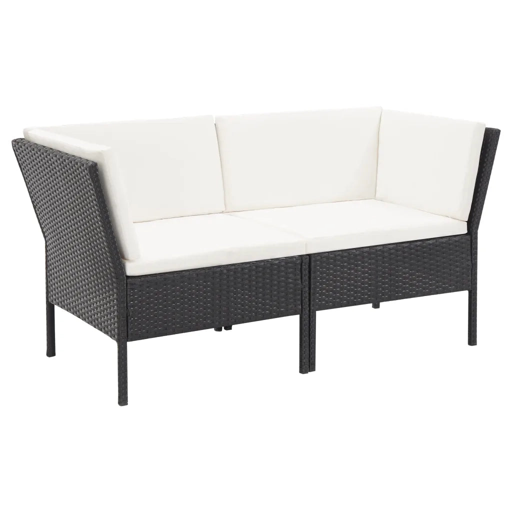 Set Divani da Giardino 6 pz con Cuscini in Polyrattan Nero 48940