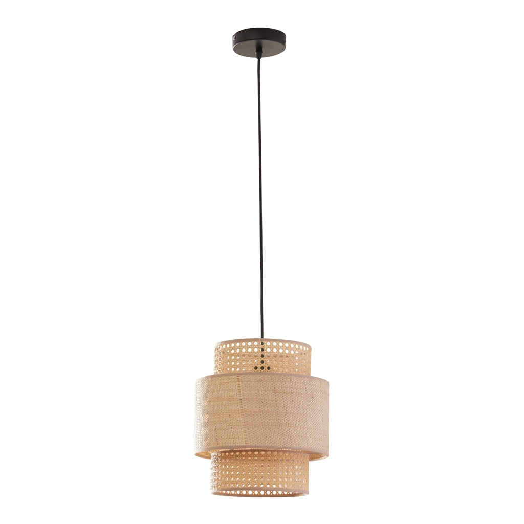 Lampada a Sospensione Biggar a Paralume Cilindrico Doppio Ø29 cm - Beige lux.pro