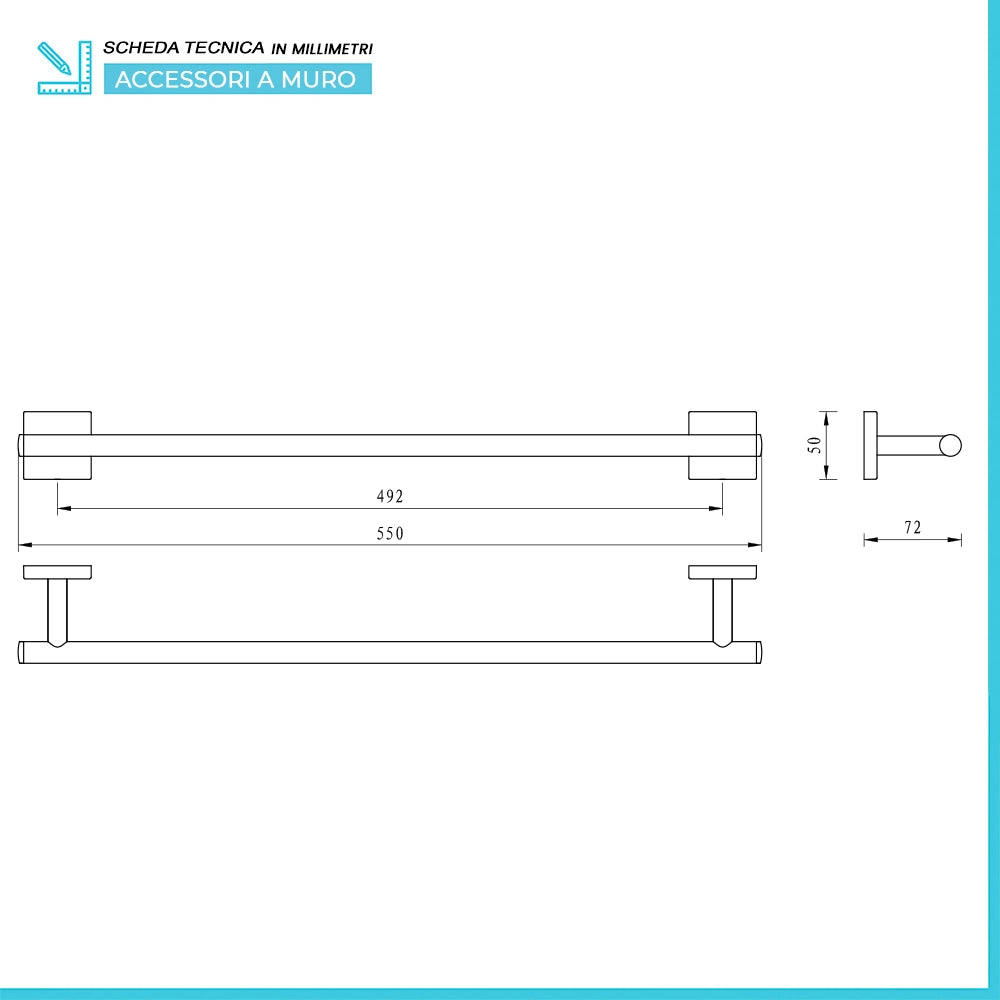 Set accessori a muro 6 pezzi in acciaio cromato e viti incluse  Easy