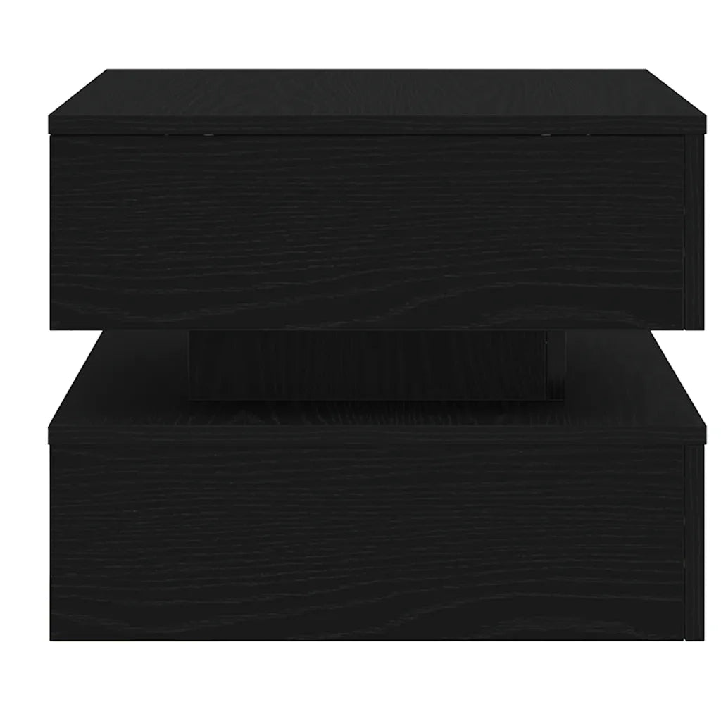 Tavolino da Salotto con Luci LED Rovere Nero 50x50x40 cm