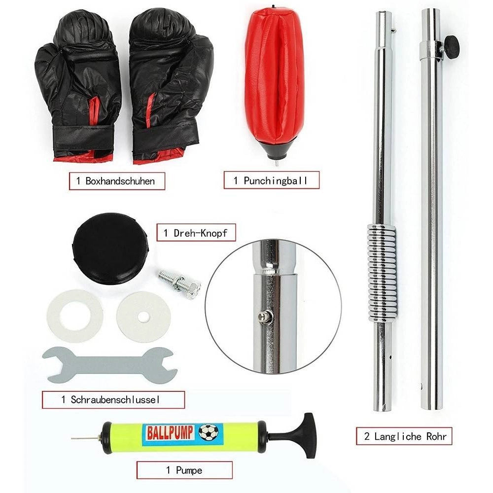 Trade Shop - Punching Ball Boxe Palla Base Alto 1,2mt Con Guanti Guantoni Adulti Adolescenti -