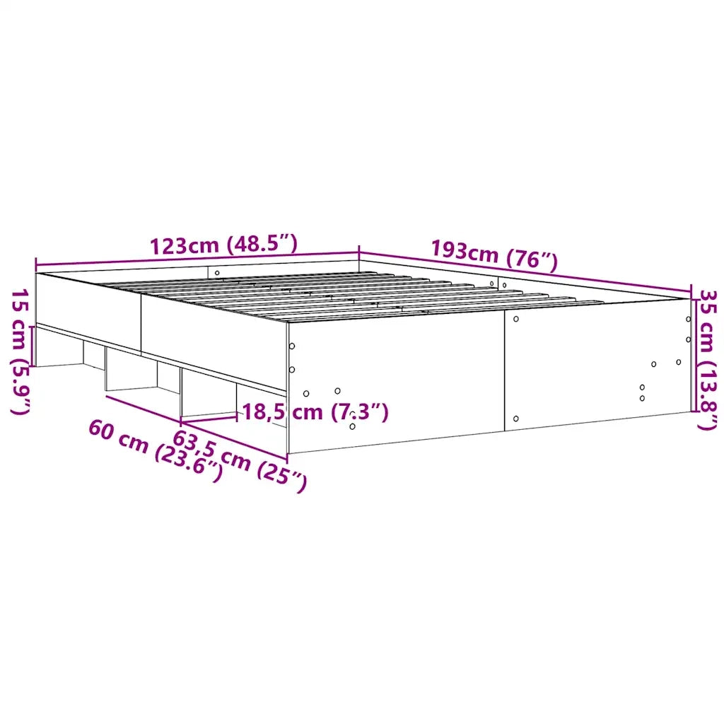 Giroletto senza Materasso Rovere Fumo 120x190 cm in Truciolato 3295699