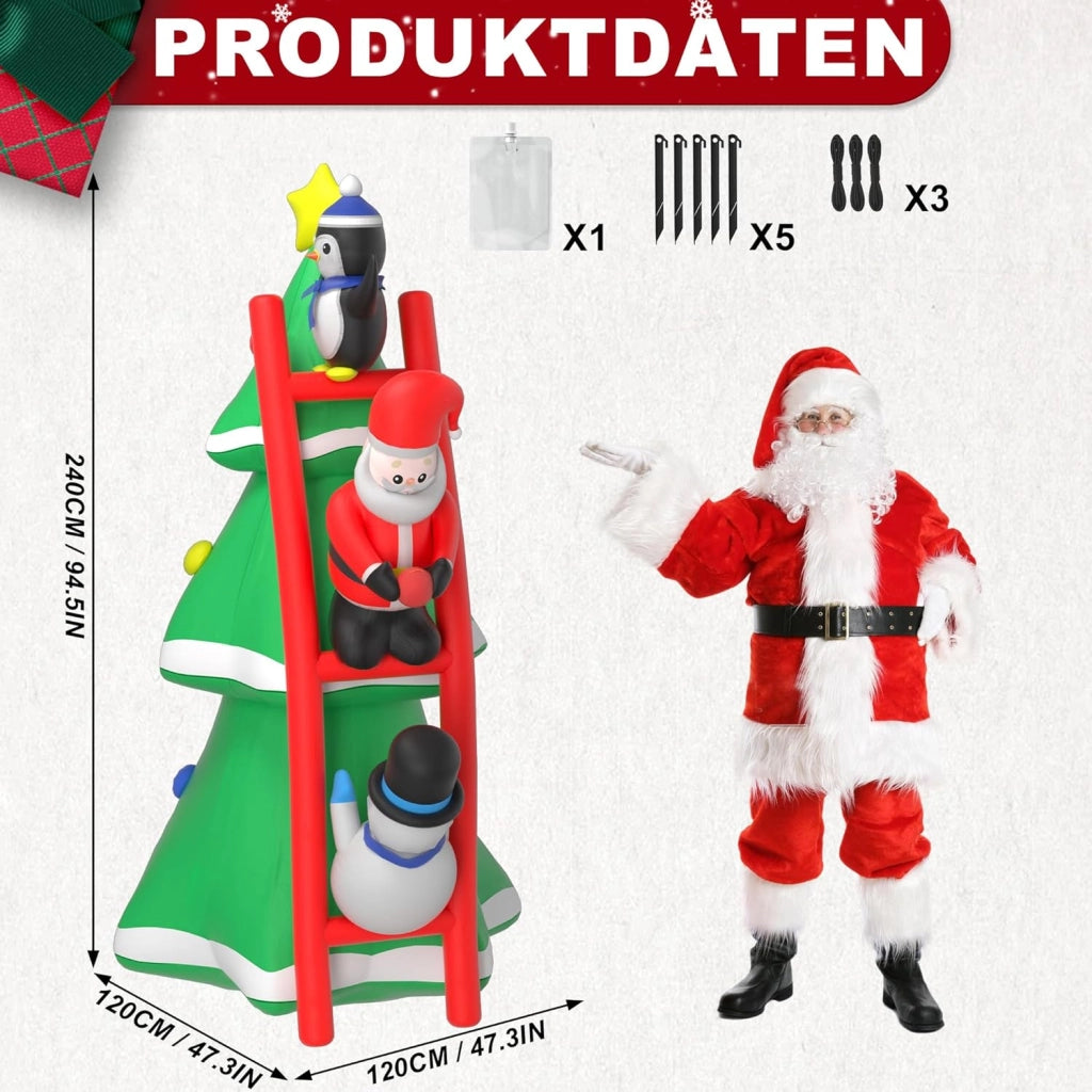 Albero di Natale gonfiabile con illuminazione e ventilatore silenzioso, 240 cm, figure di Natale gonfiabili, decorazione natalizia per interni ed esterni