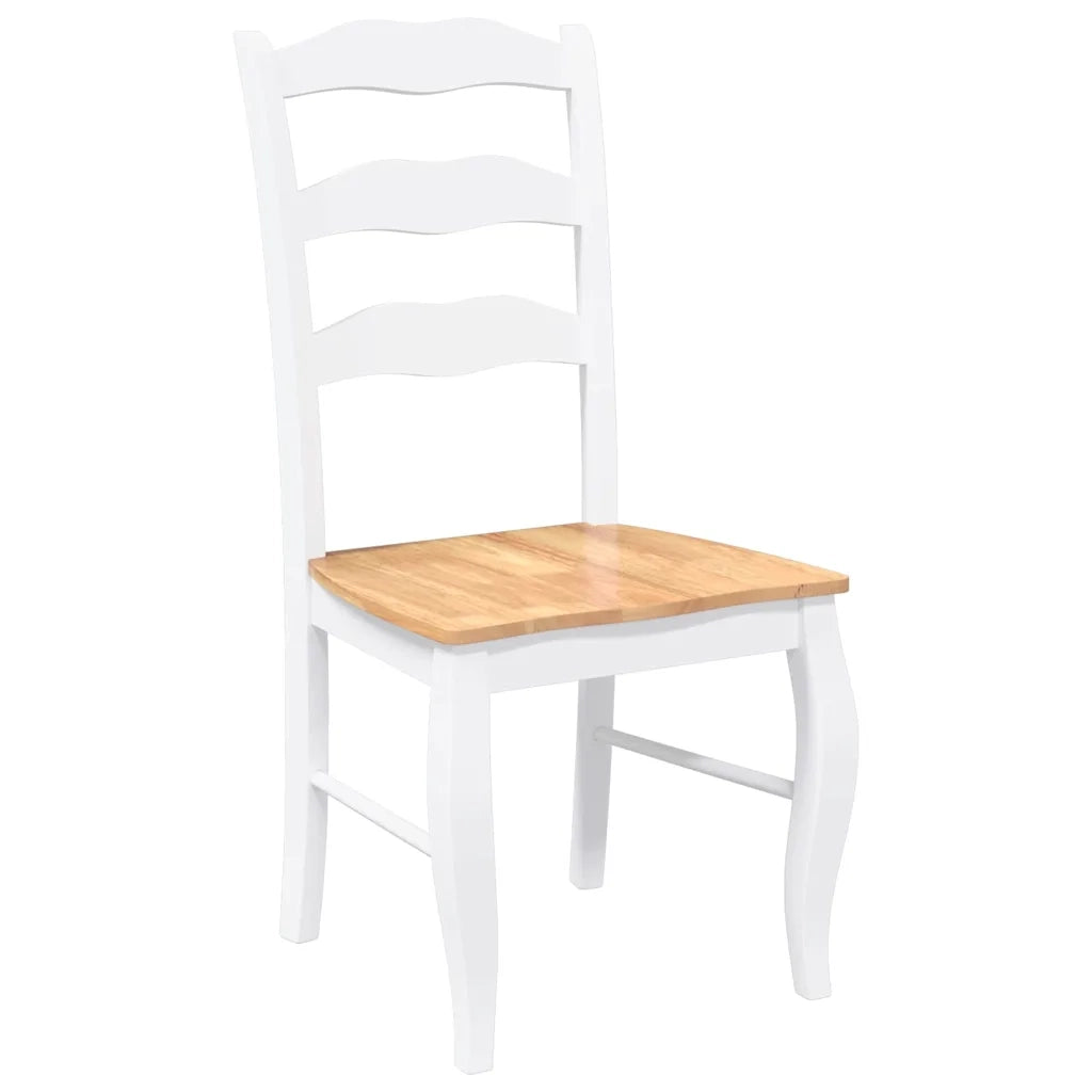 Sedie da Pranzo 2 pz Bianche in Legno Massello di Hevea 4102496