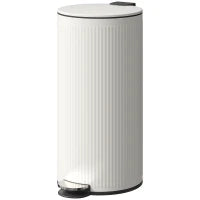 Bidone della Spazzatura da Cucina 30L con Pedale Coperchio a Chiusura Morbida e Cubo Estraibile, Crema