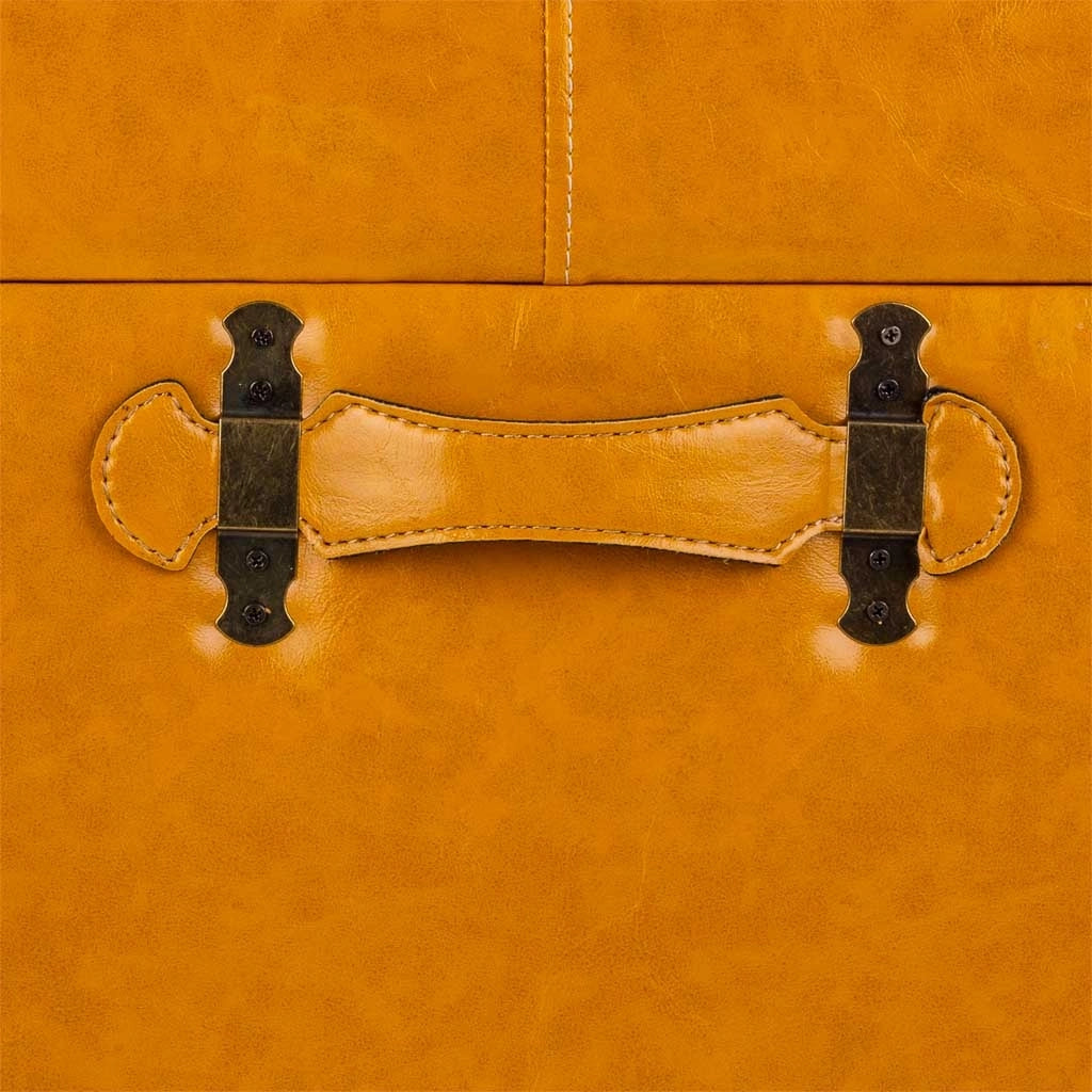 Sgabello con cassetti in similpelle arancione 38x38x35h