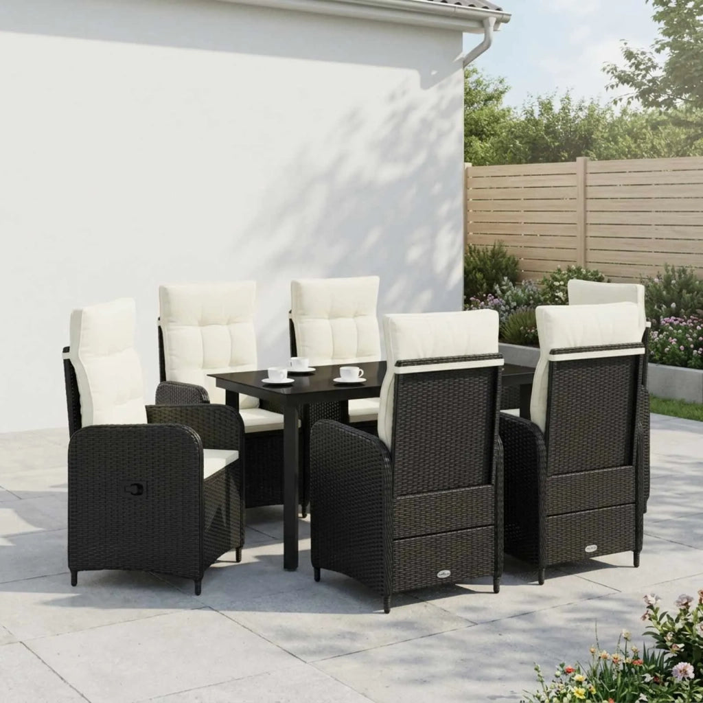 Set Tavolo da Salotto 7 pz Nero e Bianco Crema 3422481