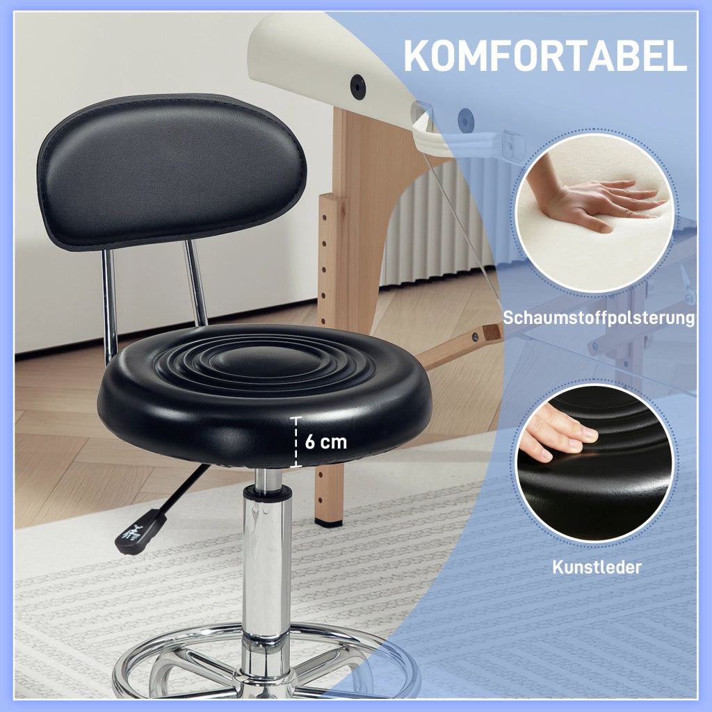 Sgabello girevole regolabile con schienale e poggiapiedi ¨C zephmum ¨C similpelle nera