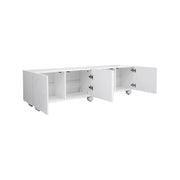 Mobile TV con 4 Ante e Scomparti; Frontali 3D a Rilievo; Finitura Opaca; in MDF e Pannello Truciolare; 180;5??38??50 cm; Bianco