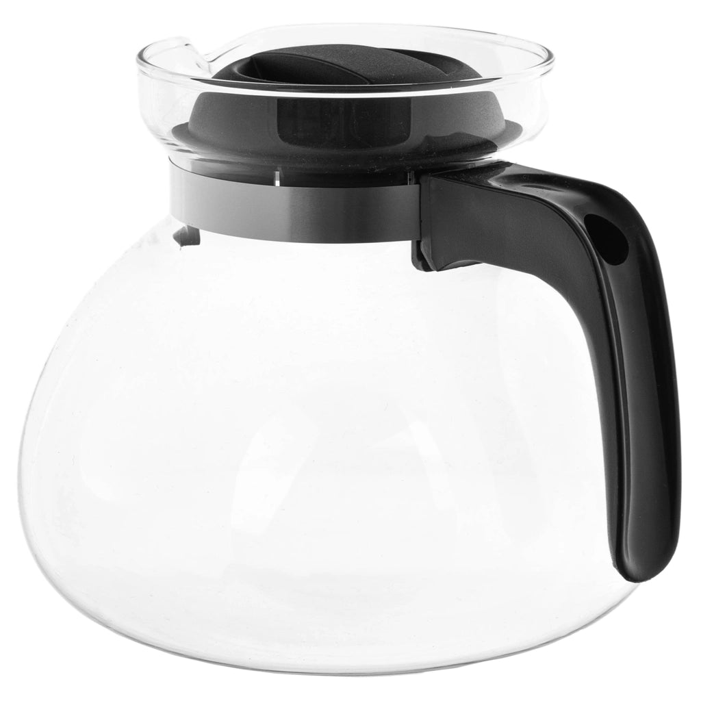 KADAX Brocca in vetro per tè e caffè da 1,7 l, resistente al calore, con coperchio, colore nero.