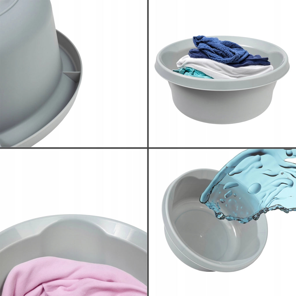 Bacinella per bucato KADAX, 4 litri, in plastica, rotonda, colore grigio.