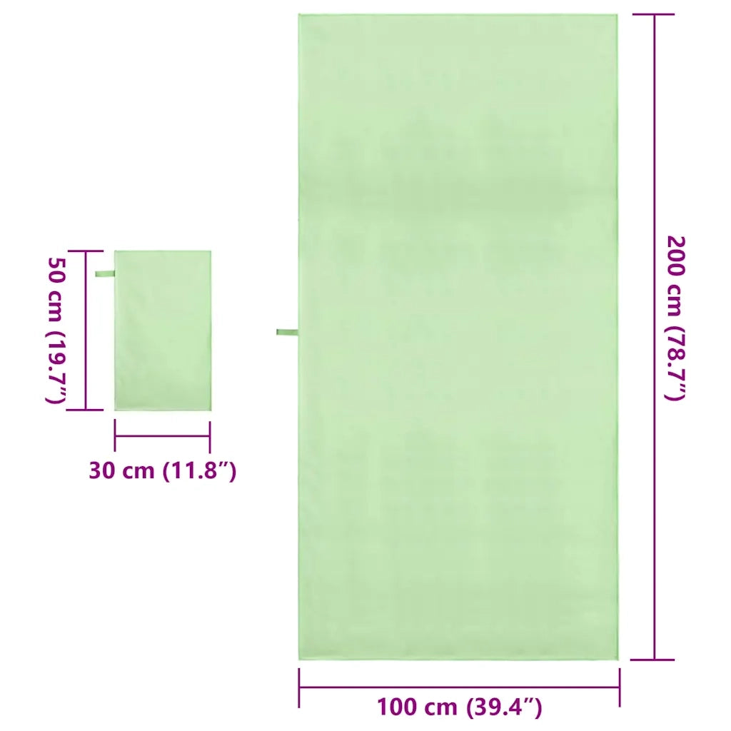 Set di Asciugamani Sportivi 2 pz | Teli per bagno Verde Tessuto