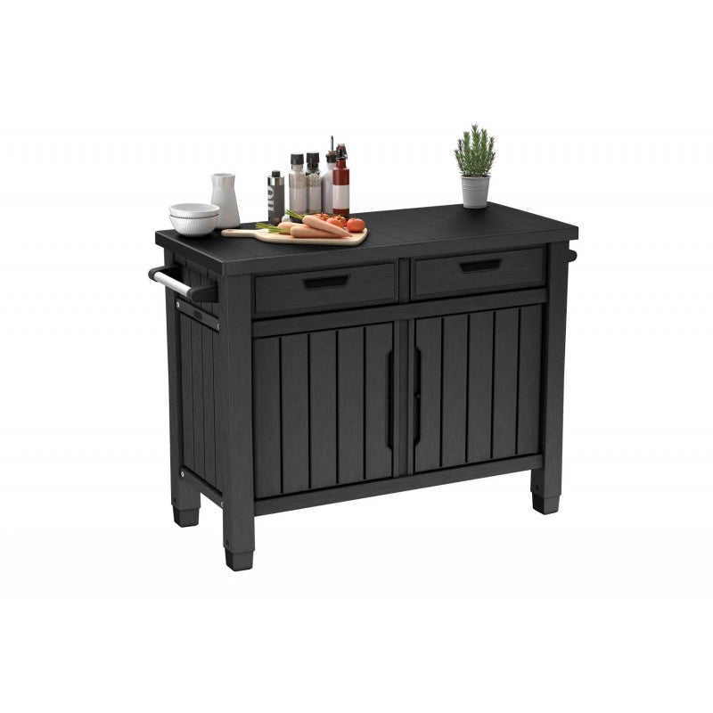 Carrello Cucina da Esterno Unity XL Drawers 207L - Doppio Cassetto e Accessori - Grafite - Keter
