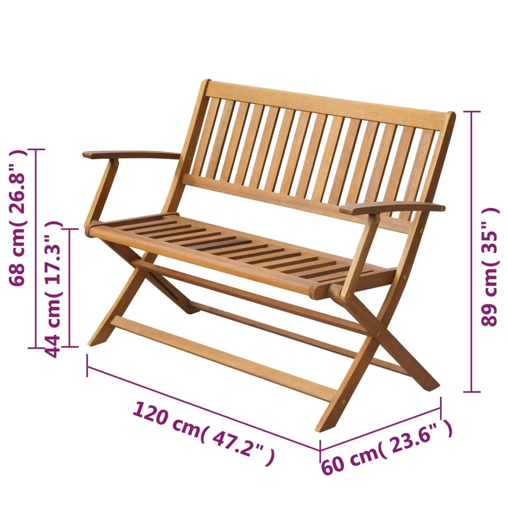 Panchina da Giardino 120 cm in Legno Massello di Acacia 44132