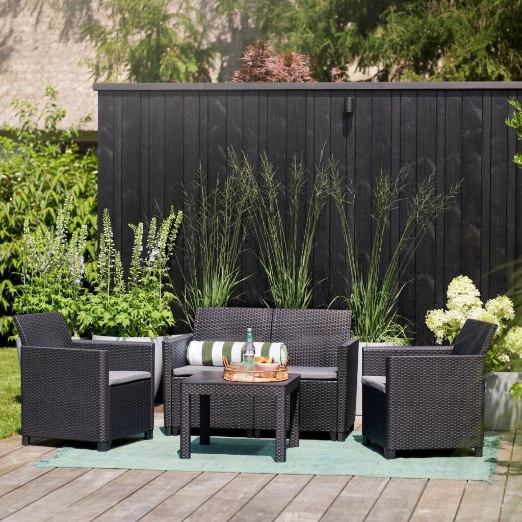 Set salotto da esterno Nepean, Salottino outdoor, Set da balcone o giardino, Composizione soggiorno per esterni, 113x65 h74 cm, Antracite