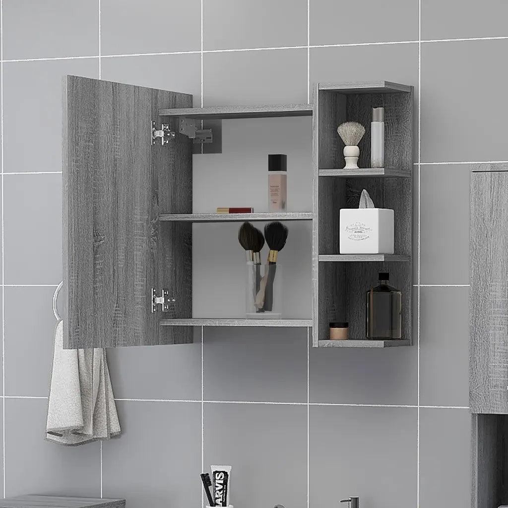 Mobile da Bagno | Armadio da bagno a Specchio Grigio Sonoma 62,5x20,5x64 cm Legno