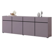 Buffet HAVANA 225 cm – Lilla pastello e nero – 4 porte, 4 cassetti – Design moderno