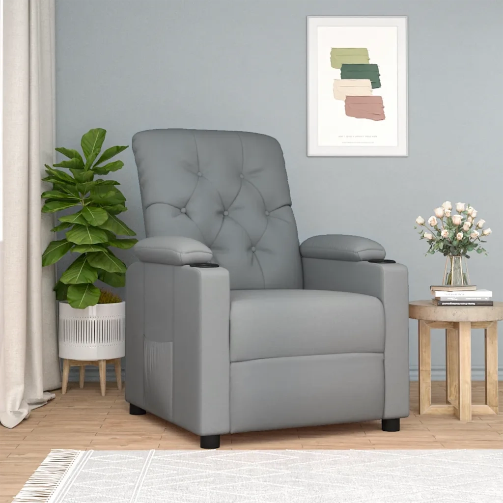 Poltrona Reclinabile in Tessuto Grigio Chiaro 339102
