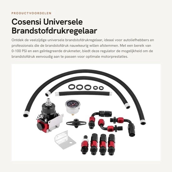 Regolatore di pressione del combustibile 0-100 psi - Regolatore regolabile - Metro di pressione del combustibile - Alluminio CNC - Leggero - Elevate prestazioni - Kit del regolatore di pressione del combustibile