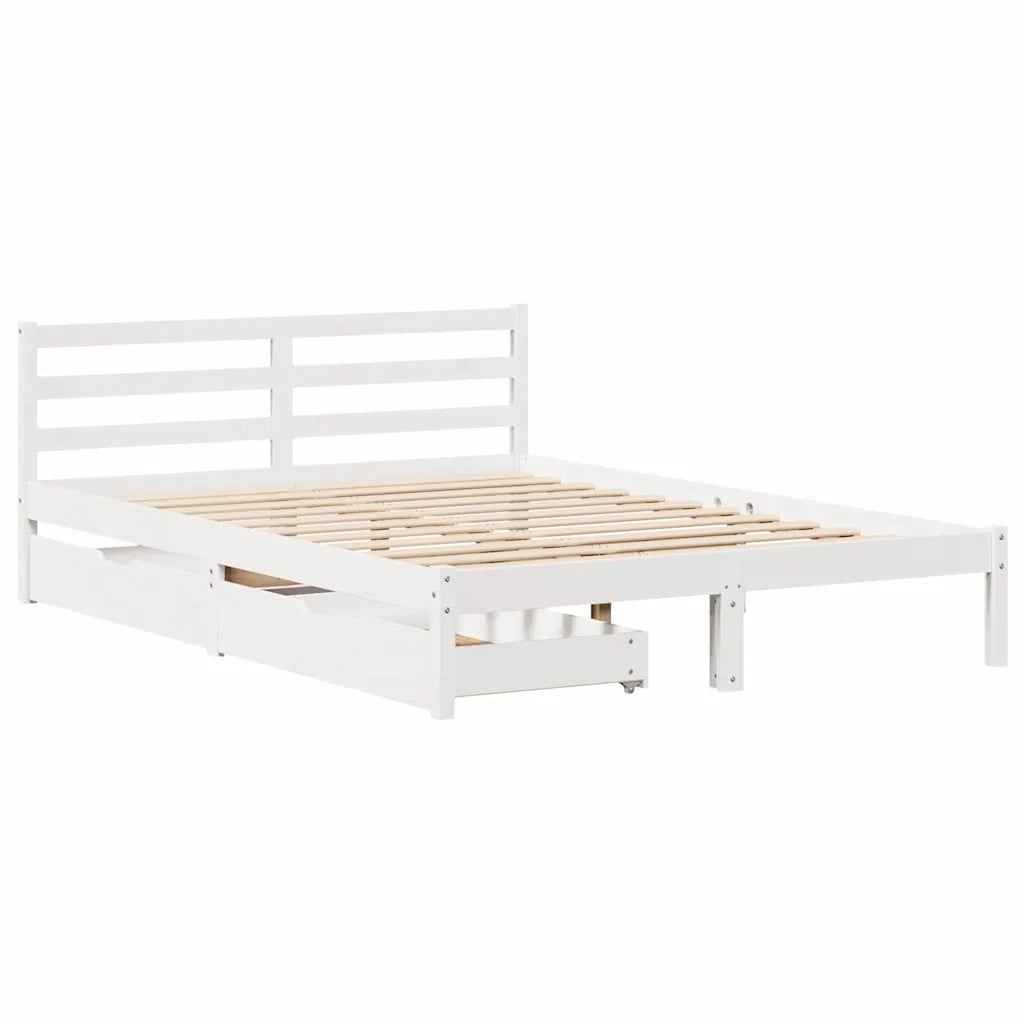 Letto senza Materasso Bianco 135x190 cm Legno Massello di Pino