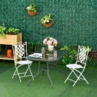 Tavolo da Giardino con Foro per Ombrellone, Arredamento da Esterno in Metallo e Vetro 120x80x70cm Grigio