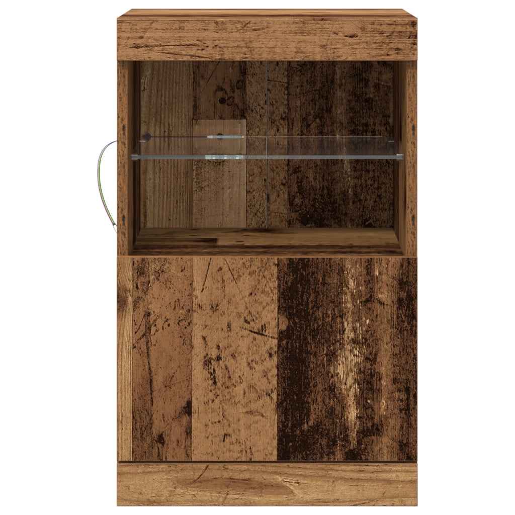 Credenza con luci LED Legno antico 41x37x67 cm