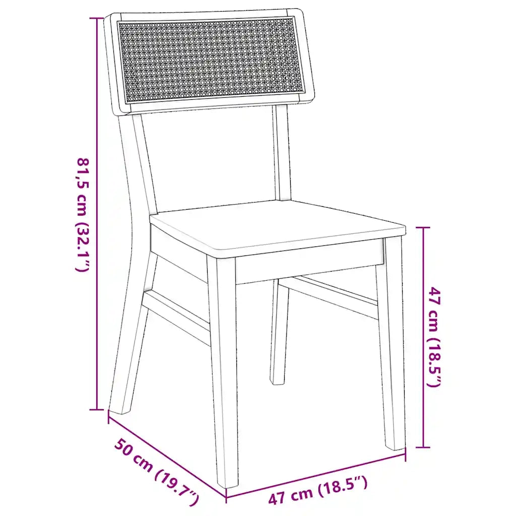 Sedie da Pranzo 2 pz in Legno Massello di Hevea 4102464