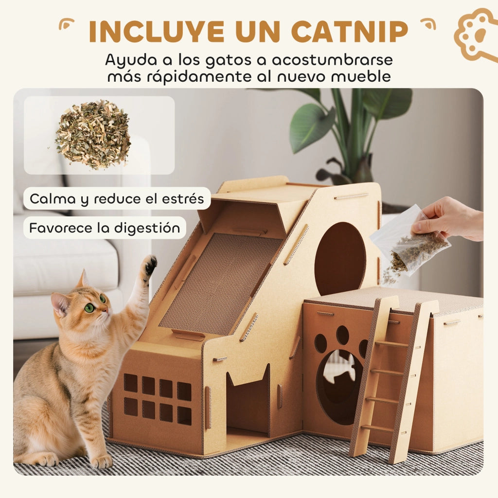 Castello Gatto Rascador 2 in 1 ¨C zephmum ¨C 67x66x57 cm Marrone