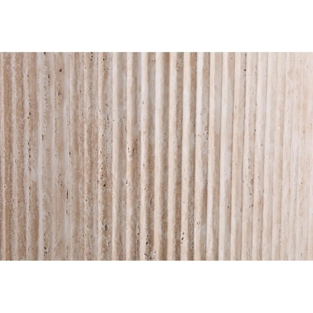 Tavolo da pranzo ovale VAGOS – 200 x 100 cm – Colore travertino – Design contemporaneo effetto pietra