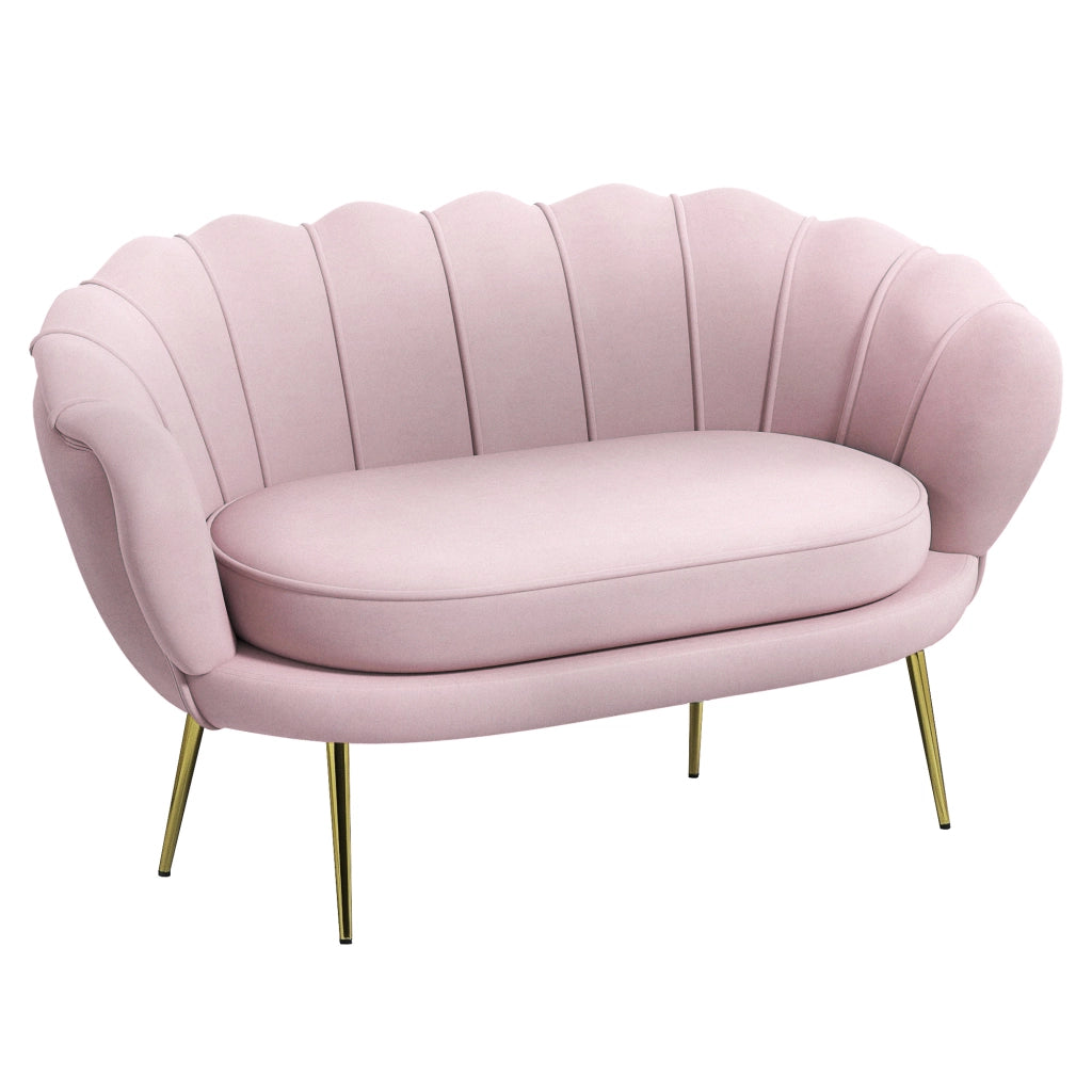 Divanetto 2 Posti in Tessuto Velluto e Metallo ¨C Zephmum ¨C Rosa 130x77x77 cm