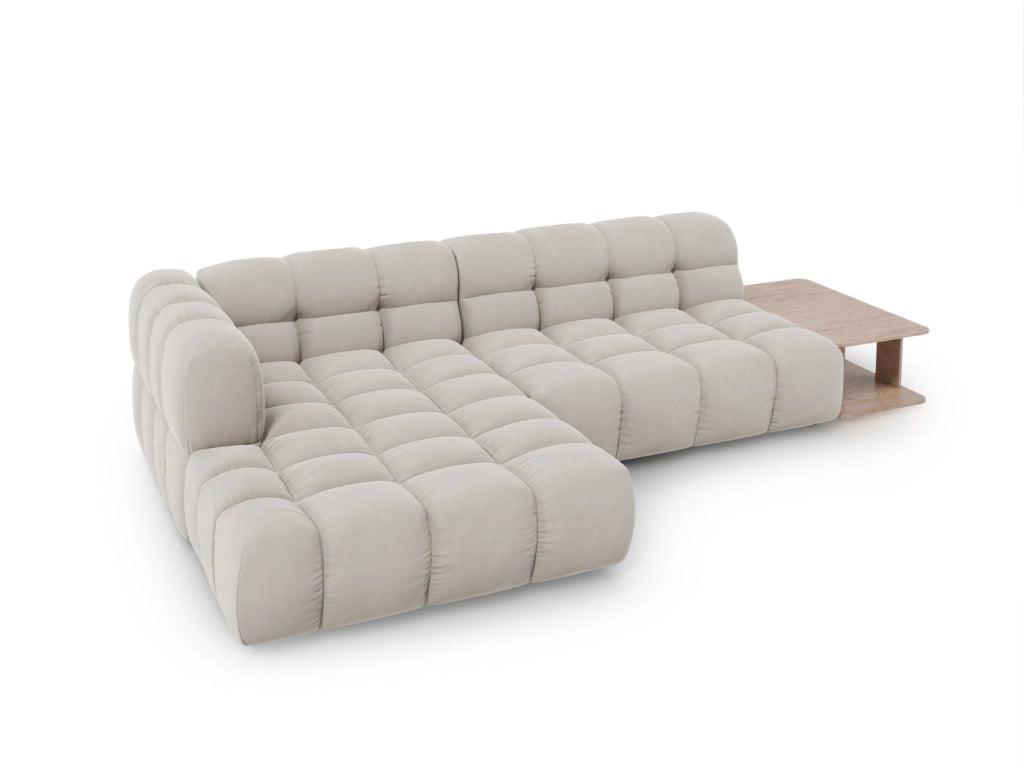 Cosmopolitan Design - Divano angolare modulare sinistro "Sky" 4 posti in velluto beige chiaro 