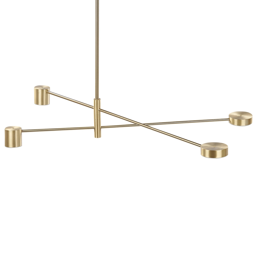 Lampadario in metallo dorato con 4 fuochi stile moderno glamour soggiorno camera da letto