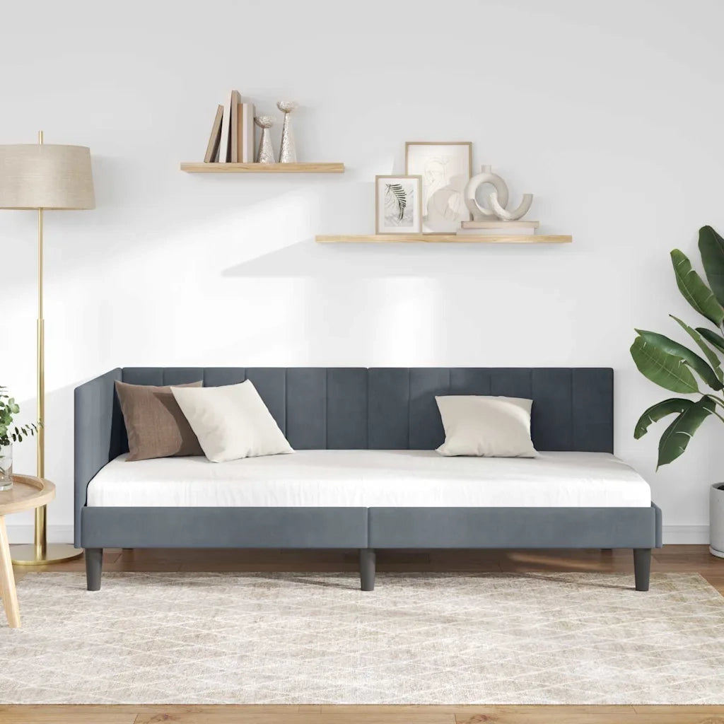Cornice del letto ad angolo Grigio scuro 80 cm x 200 cm Velluto
