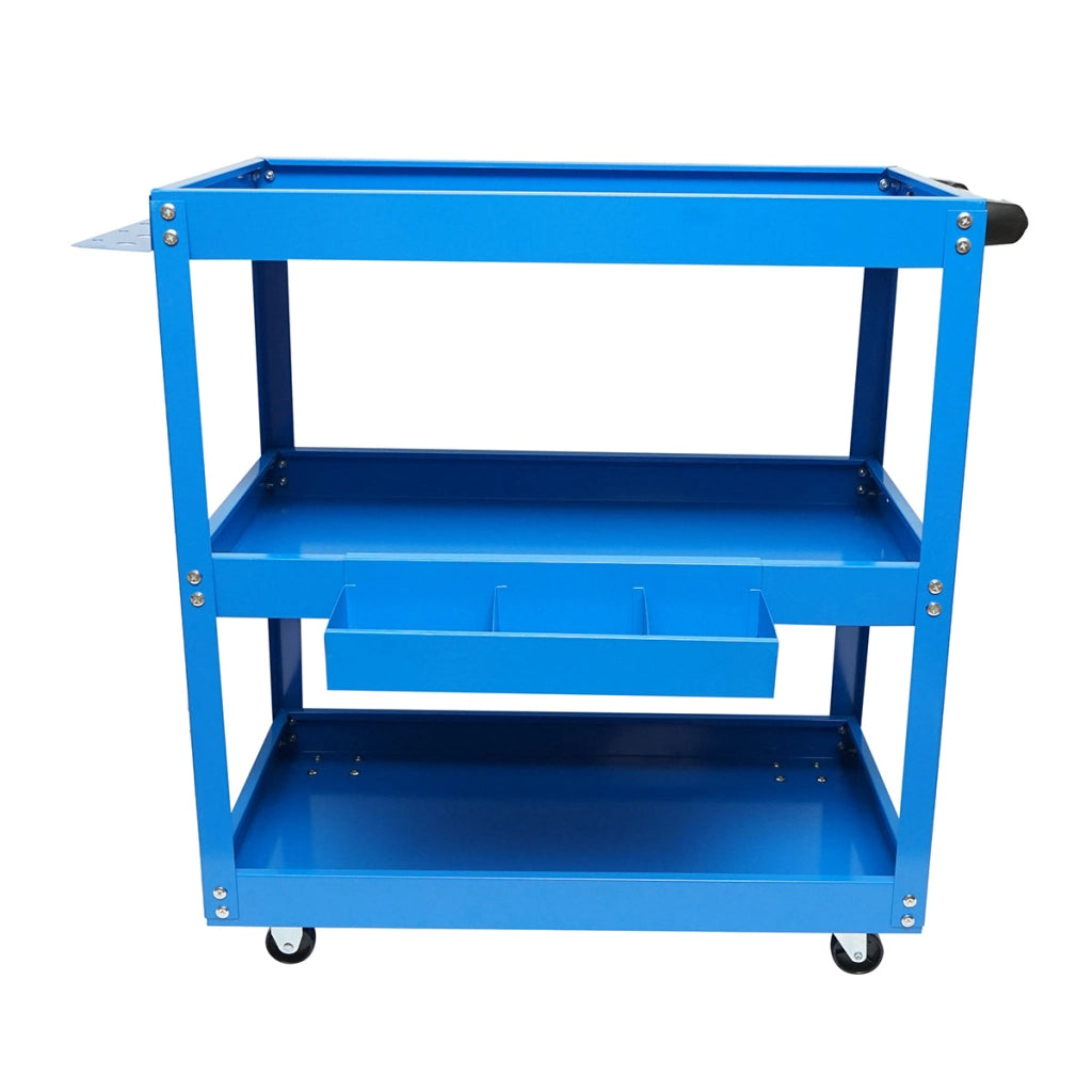 Carrello metallico su ruote con 3 ripiani per attrezzi 660x360x730mm.