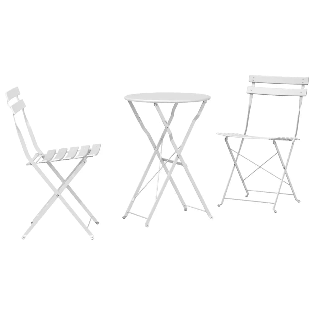 Set Bistro Pieghevole 3 pcs Bianco Acciaio 42002968