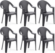 SET 6 SEDIE DA GIARDINO KORA IN POLIPROPILENE COLORE ANTRACITE 55 X 54 X 82 CM