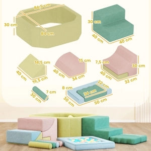SET Blocchi morbidi in schiuma 72x37x52 cm Multicolore 15 pezzi 200 palline