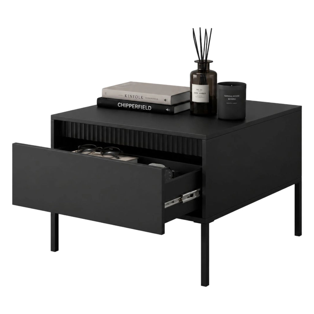 Kasinela, Tavolino da Salotto un Cassetto, 68x48x68h cm Nero