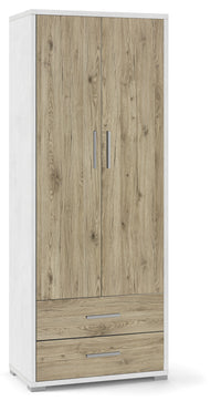 Armadio 2 Ante 2 Cassetti 71x182x41 cm Ossido Bianco/Rovere Naturale