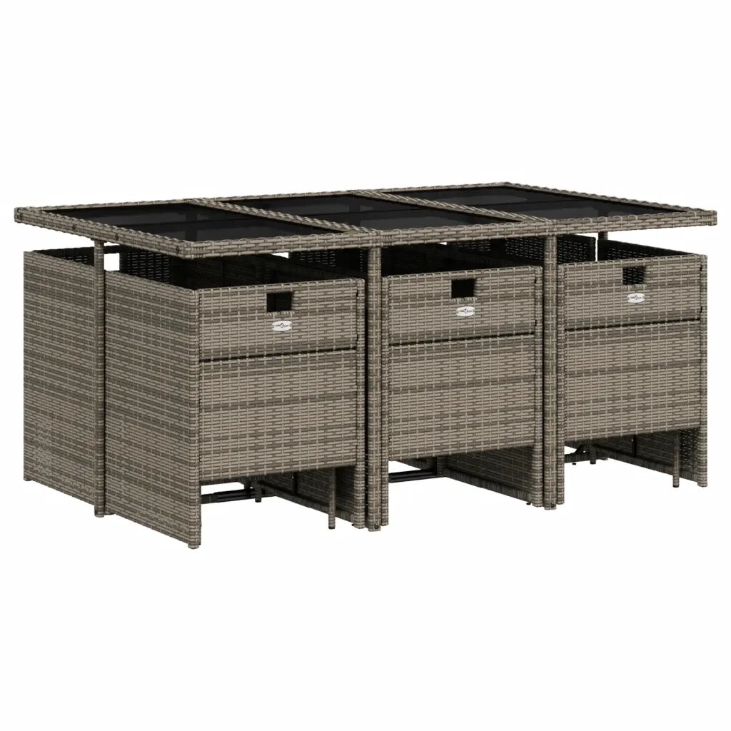 Set da Pranzo da Giardino 11pz con Cuscini in Polyrattan Grigio 3277735