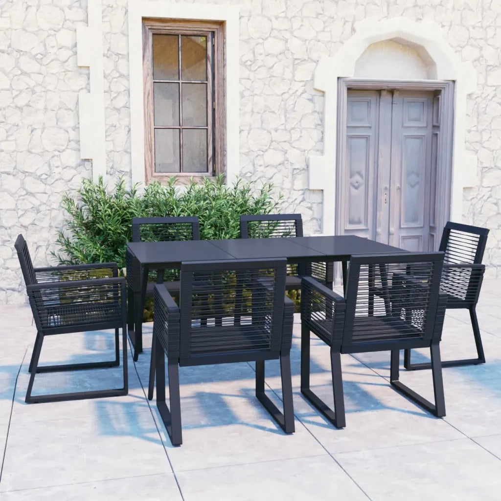 Set da Pranzo da Giardino 7 pz in Rattan PVC Nero cod mxl 44630