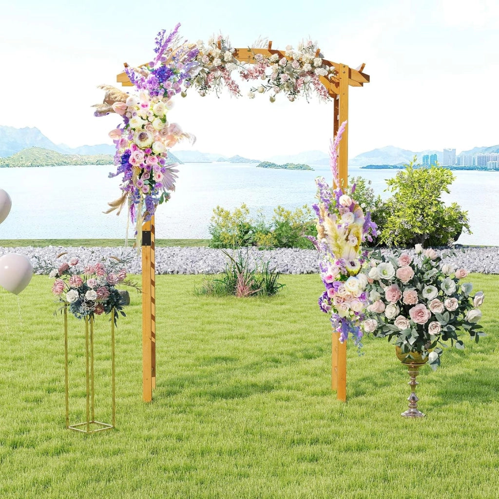 Arco da Giardino in Legno, Pergola da Esterno per Piante Rampicanti, Pergolato per Matrimonio e Feste, da Giardino, Patio e Cortile (Modello 2)
